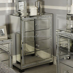 Cómoda Alta con Espejo <span class=keywords><strong>Reme</strong></span>, 5 Cajones con Tiradores de Cristal Curvos - Product Image 3