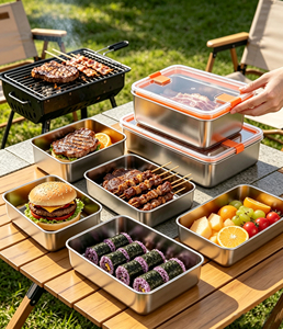 1600ml 3200ml Wadah Makanan Beku yang Dapat Digunakan Kembali, Dapat Ditumpuk, dari Baja Tahan Karat 304 untuk Penyimpanan Makanan di Dapur dan BBQ - Product Image 6