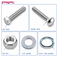 Kit d'assortiment de 325 boulons hexagonaux et boulons à col carré avec écrous, rondelles plates et rondelles de sécurité, zingués M5 M6 M8 pour fixation industrielle