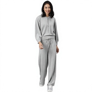 <b>Women's</b> Casual Hooded Tracksuit Set Long Sleeve Zip Up <b>Top</b> Drawstring Loose Pants - Product Image 1