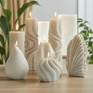 แม่พิมพ์เทียนซิลิโคนรูปทรงเรขาคณิตลายคลื่นสร้างสรรค์ สำหรับทำเทียนหอมตกแต่งบ้าน ของที่ระลึก DIY ใช้ซ้ำได้ ปลอดภัยสำหรับเตาอบ - Product Image 1