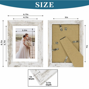 Set di 4 Cornici Portafoto in Vetro Vero e <span class=keywords><strong>Legno</strong></span> Bianco Invecchiato, per <span class=keywords><strong>Foto</strong></span> 13x18 cm, da Parete o da Tavolo - Product Image 3