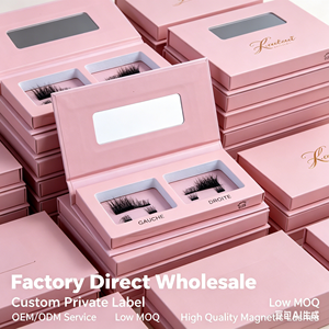 Faux cils magnétiques avec votre logo, aimants intégrés, marque privée, épais, longs, en cheveux synthétiques, faits à la main, sans cruauté, avec applicateur - Product Image 4