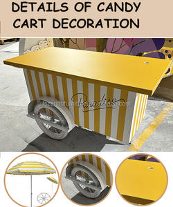 Chariot de bonbons d'événement jaune Chariot de mariage doux en acrylique autoportant avec parapluie Chariot de collation mobile carré personnalisé pour les événements - Product Image 4