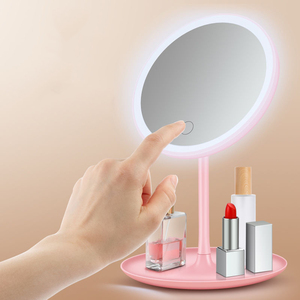 LED Desktop Makeup <strong>Mirror</strong> Round Smart Touch Dimming With Jewelry <strong>Storage</strong> Base Tray Tabletop Vanity <strong>Mirror</strong> for Bedroom Dressing - Product Image 5
