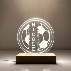 <span class=keywords><strong>LED</strong></span> Warmlicht Holz Rechteckige Acryl-Nachtleuchte Basis USB-Anschluss Kpop und Weltfußball-Pokal Muster Acrylplatten - Product Image 6