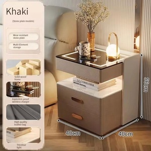 Gedo nội thất phòng ngủ hiện đại Trạm Sạc đa chức năng Đèn đầu giường thông minh Bàn Cạnh Giường ngủ với lưu trữ và khóa thông minh - Product Image 6