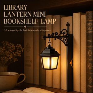 โคมไฟถนนจิ๋วสไตล์วินเทจ สำหรับตกแต่งมุมอ่านหนังสือ ไฟ LED แขวนได้ ใช้ตกแต่งห้องอ่านหนังสือ โคมไฟตั้งโต๊ะสีดำด้าน ขนาดเล็ก - Product Image 2
