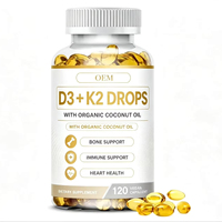 Gélules OEM de Vitamine D3 K2 B12 50000 UI, Supplément de Calcium pour la Défense Immunitaire, Sans Gluten, Capsules Végétaliennes à Marque Blanche pour Adultes