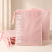 Sacs à fermeture éclair personnalisés avec logo rose mat/givré, certifiés recyclés, conformes aux normes, sacs à fermeture éclair pour vêtements