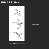INKARTLINK Autocollant de tatouage Dragon Volant Ailes de Dragon Créature Mythique Fantastique Esquisse Minimaliste Esthétique Herbacée 15 Jours Lot en Gros