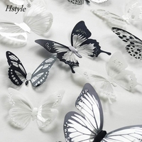 Autocollant mural 3D papillon en cristal coloré, étiquette adhésive, en papier Satin, pour chambre à coucher de bébé et enfants, décoration pour la maison, bricolage, référence SD134