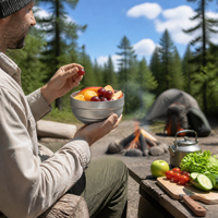 Bol isotherme léger en titane pur TA1 à double paroi, vaisselle pour le camping en plein air, les pique-niques et les voyages