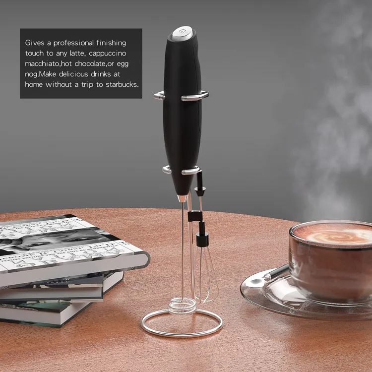 Milch schäumer Handheld Batterie betriebener elektrischer Schaum hersteller, Getränke mischer mit Edelstahl-Schneebesen und Ständer für Cappuccino