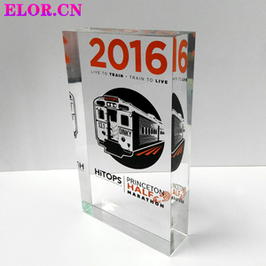 Elor Classical Rectangle Customized Acrylic Award for Marathon Race Outstanding Employee Prize Promotional Activities Giveaways