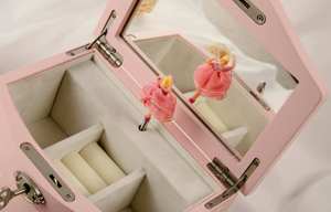 Boîte à musique en bois rose de luxe pour femmes et filles, collection de bijoux pour cadeau - Product Image 6