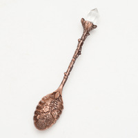 Cuillère vintage sculptée avec motif de tête de cristal, cuillères créatives en argent et or, cuillère à café et à thé, ustensiles de cuisine