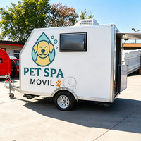 Remorque de toilettage mobile sur mesure en fibre de verre et acier inoxydable avec cadre en acier inoxydable pour le toilettage des chiens et des chats