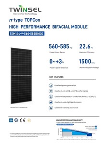 Panneau solaire Twinsel TSM144-9-560-585BNDG 520W 525W 530W 535W 540W Technologie de cellule mono PERC avec performance anti-PID - Product Image 4