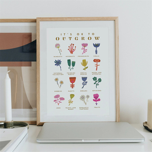 Poster Motivazionali "È <span class=keywords><strong>Ok</strong></span> Essere Più Grandi" - Arte Murale Floreale Colorata per Mental Health, Decorazione Ufficio (Set da 4 Pezzi) - Product Image 4