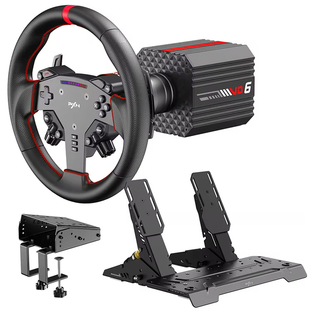 PXN VD6 Direct Drive Racing Simulator Complete Set, 6 Nm Game Steering Wheel, F1 Car Driving Simulator, Supports PC