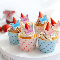 Nouveauté Papier gaufré comestible de qualité alimentaire Papier gaufré pour la décoration de gâteaux Papillon tacheté Décoration de pâtisserie Carte