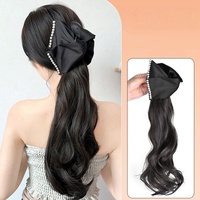 Coolhair Extension de cheveux synthétique pour femme, en fibre haute température, longue, ondulée, avec pince à perles, portable