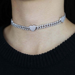 <span class=keywords><strong>Collier</strong></span> <span class=keywords><strong>ras</strong></span> <span class=keywords><strong>du</strong></span> <span class=keywords><strong>cou</strong></span> <span class=keywords><strong>Double</strong></span> <span class=keywords><strong>rang</strong></span>ée CZ 5a, chaîne à maillons cubiques 7mm, pour femmes et filles, bijoux de fête, amour, cœur, brillant, nouvelle collection - Product Image 4