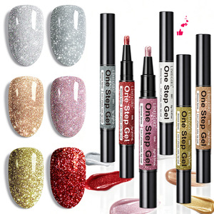 Esmalte de uñas 3 en 1 con brillo perlado, gel de un solo paso, capa base y superior sin necesidad de limpiar, esmalte de uñas UV LED removible para decoración de uñas, venta al por mayor para salones de belleza. - Product Image 2