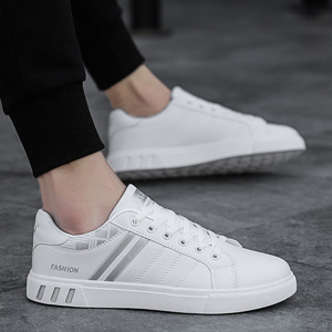 Scarpe da Uomo Autunnali Nuove alla Moda in Pelle Bianche Leggere Sportive Casual da Corsa con Punta Casual e Soletta in PU - Product Image 4