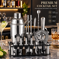 Ensemble de shaker à cocktails en acier inoxydable 304 de 17 pièces, 700 ml, avec support en acrylique, boîte cadeau avec logo personnalisé, kit d'outils de barman pour la maison