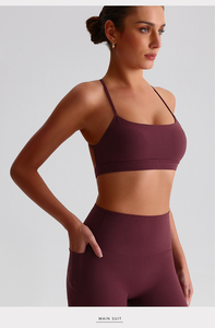 Soutien-gorge court respirant pour femmes soutien-gorge de sport confortable pour gymnastique Yoga entraînement bretelles Spaghetti nouveau Design <span class=keywords><strong>dos</strong></span> <span class=keywords><strong>nu</strong></span> pour courir Fitness - Product Image 2