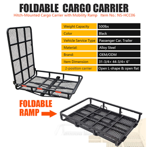 Porte-bagages robuste à fixer sur attelage avec rampe de chargement, capacité 500 lb, panier de chargement pliable en acier pour attelage de 2 pouces, SUV, camion, fourgonnette - Product Image 2