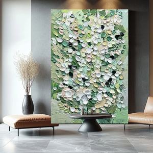 Pintura Texturizada Vertical Abstracta, Flores Vibrantes y Coloridas, Pinturas al Óleo con Textura Gruesa para el Hogar y la Galería - Product Image 5