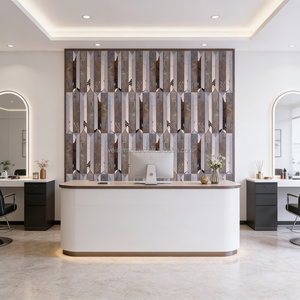 Mosaico in Bronzo Vintage a Strisce <span class=keywords><strong>con</strong></span> Effetto Specchio 3D, Mosaico Metallico per Decorazione Pareti di Fondo, Aree di Ricevimento e Banconi Reception - Product Image 3