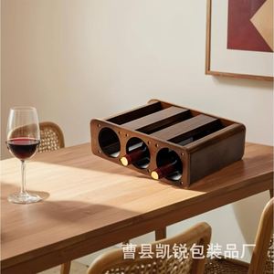 Estante de Madera para Vino, Exhibidor de Escritorio para 3 Botellas, Almacenamiento Multifuncional para Sala de Estar - Product Image 4