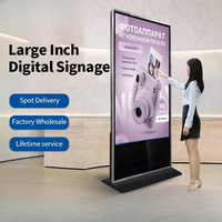 Kiosco Digital de Pantalla Completa de 65 Pulgadas Ultra Delgado con Marco Estrecho, Soporte de Pie, Sistema Android, Pantalla 4K y Cámara