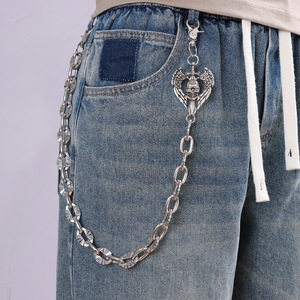 โซ่คาดเอวโลหะผสมสังกะสี จี้รูปปีกหัวกะโหลก สไตล์ฮิปฮอป ลำลอง สำหรับใส่กับกางเกงยีนส์ แบบชั้นเดียว - Product Image 1