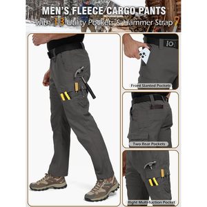 Pantalon de travail tactique pour homme Carwonnic, en tissu ripstop doublé de polaire, chaud, résistant à l'eau, flexible, cargo, pour la randonnée - Product Image 4
