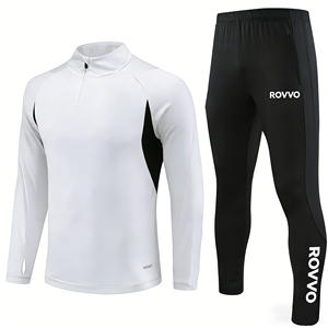 Clubstijl voetbaltrainingspak met lange mouwen, inclusief warme top met halve rits en wintertrui, ontworpen voor spelers - Product Image 1