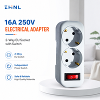 Adaptateur électrique multiprise 2 prises 16A 250V 2 broches norme UE avec protection de sécurité et mise à la terre