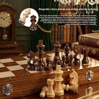 Jeu d'échecs en bois massif 39*39cm, pièces magnétiques pliables, grand plateau en pin, échiquier pliable, cadeaux éducatifs d'intérieur