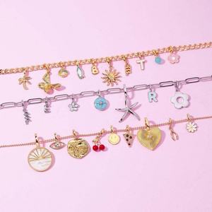 Collar de moda con colgante de acero inoxidable DIY, cadena de eslabones de color oro de 18K, con cristal de amor y chapado al vacío en horno. - Product Image 1