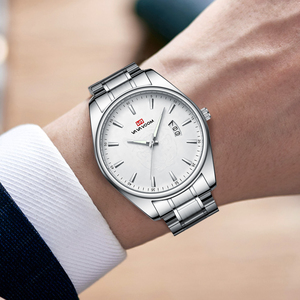 Montre à quartz pour homme, cadran rond en acier inoxydable, montre-bracelet analogique, style classique pour les affaires - Product Image 3