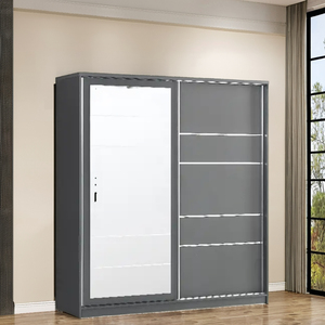 Gris antracita Ibiza 180cm Puerta corredera Armario con espejo Diseño moderno Muebles de dormitorio para el hogar o el hotel - Product Image 2