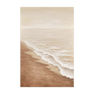 Peinture à l'huile peinte à la main, paysage marin moderne et minimaliste, soleil chaud, grande taille, art mural sans cadre pour salon - Product Image 5