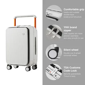 Mixi porta il bagaglio con apertura anteriore valigia con Spinner ruote Hardshell leggero Rolling PC valigie