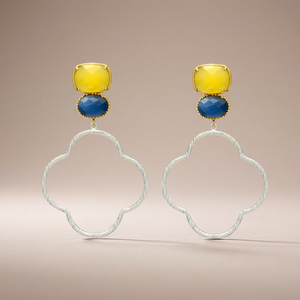 Pendientes de latón con gemas, hechos a mano, étnicos, chapados en oro, estilo bohemio, para fiesta, a la moda. - Product Image 3