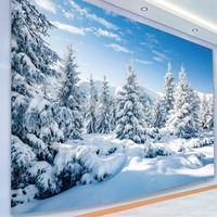 Tapisserie murale en polyester pour Noël, arbre de Noël, Père Noël, bonhomme de neige, décoration murale, impression HD, résistante à la décoloration, OEM ODM