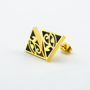 Pendientes con diseño de ojo de Horus egipcio, chapados en oro de 18 quilates, triangulares, geométricos, joyería de moda para mujer - Product Image 4